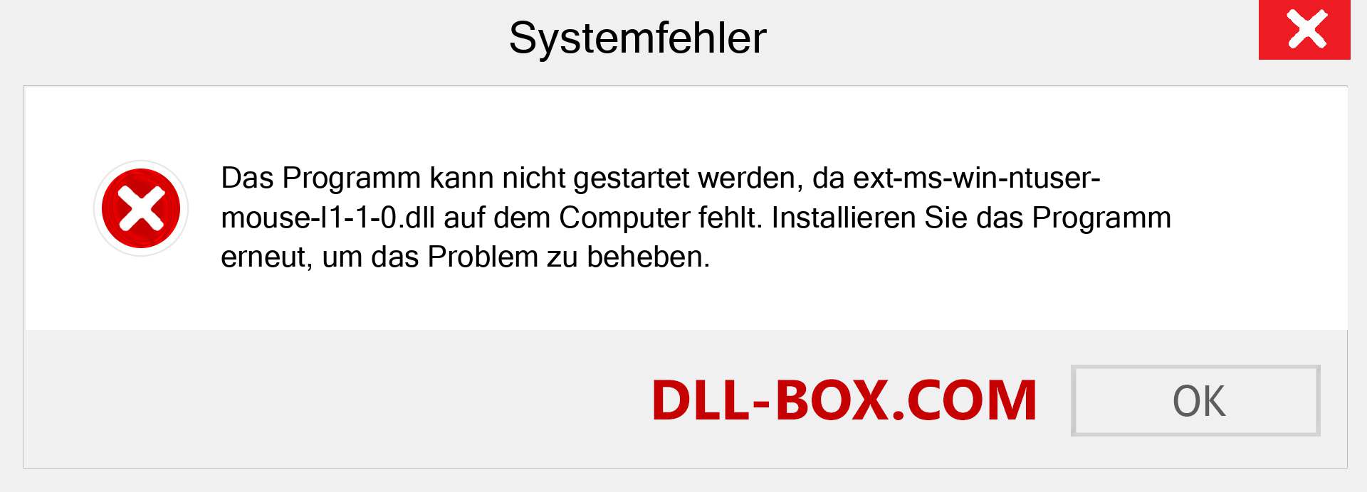 ext-ms-win-ntuser-mouse-l1-1-0.dll-Datei fehlt?. Download für Windows 7, 8, 10 - Fix ext-ms-win-ntuser-mouse-l1-1-0 dll Missing Error unter Windows, Fotos, Bildern